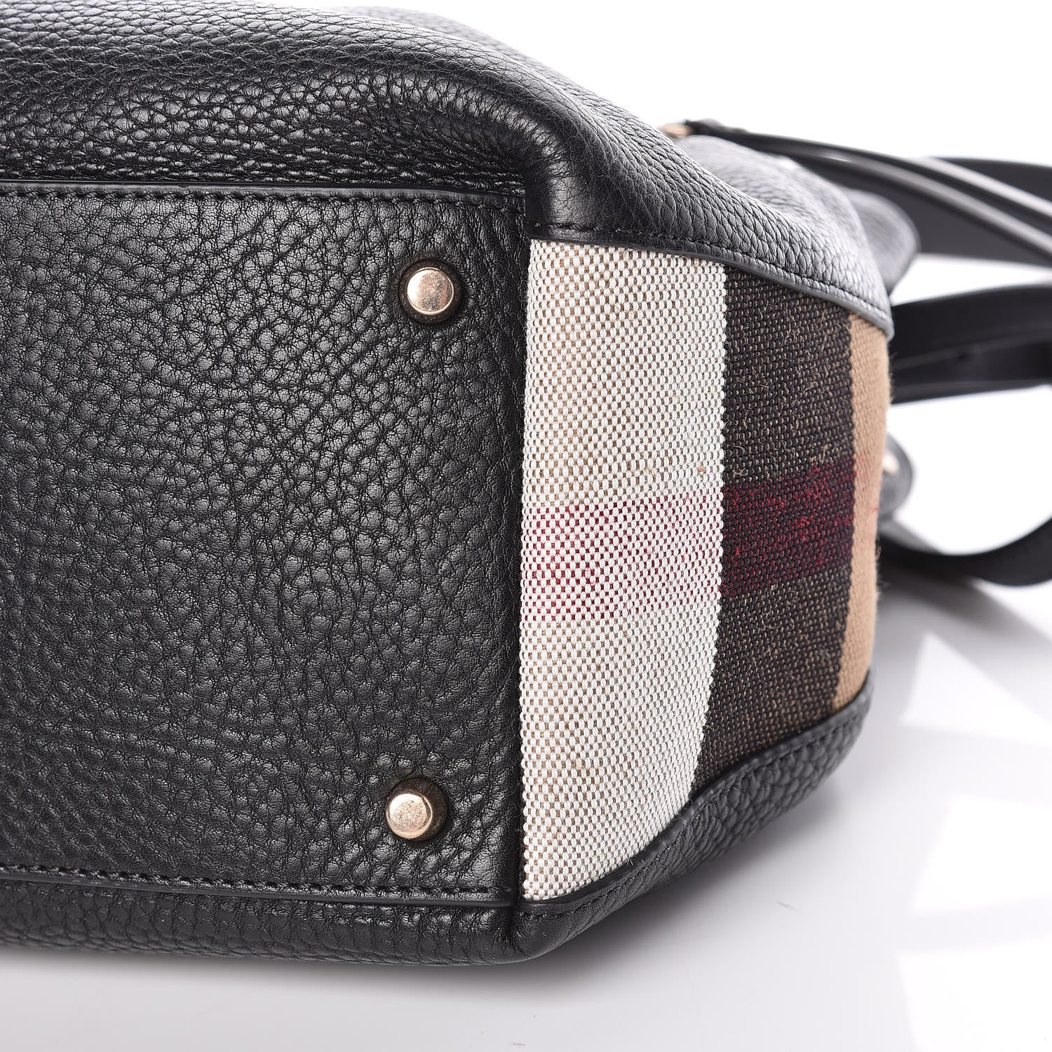 Burberry Grainy Calfskin House Check Small Maidstone Black 10 of 10