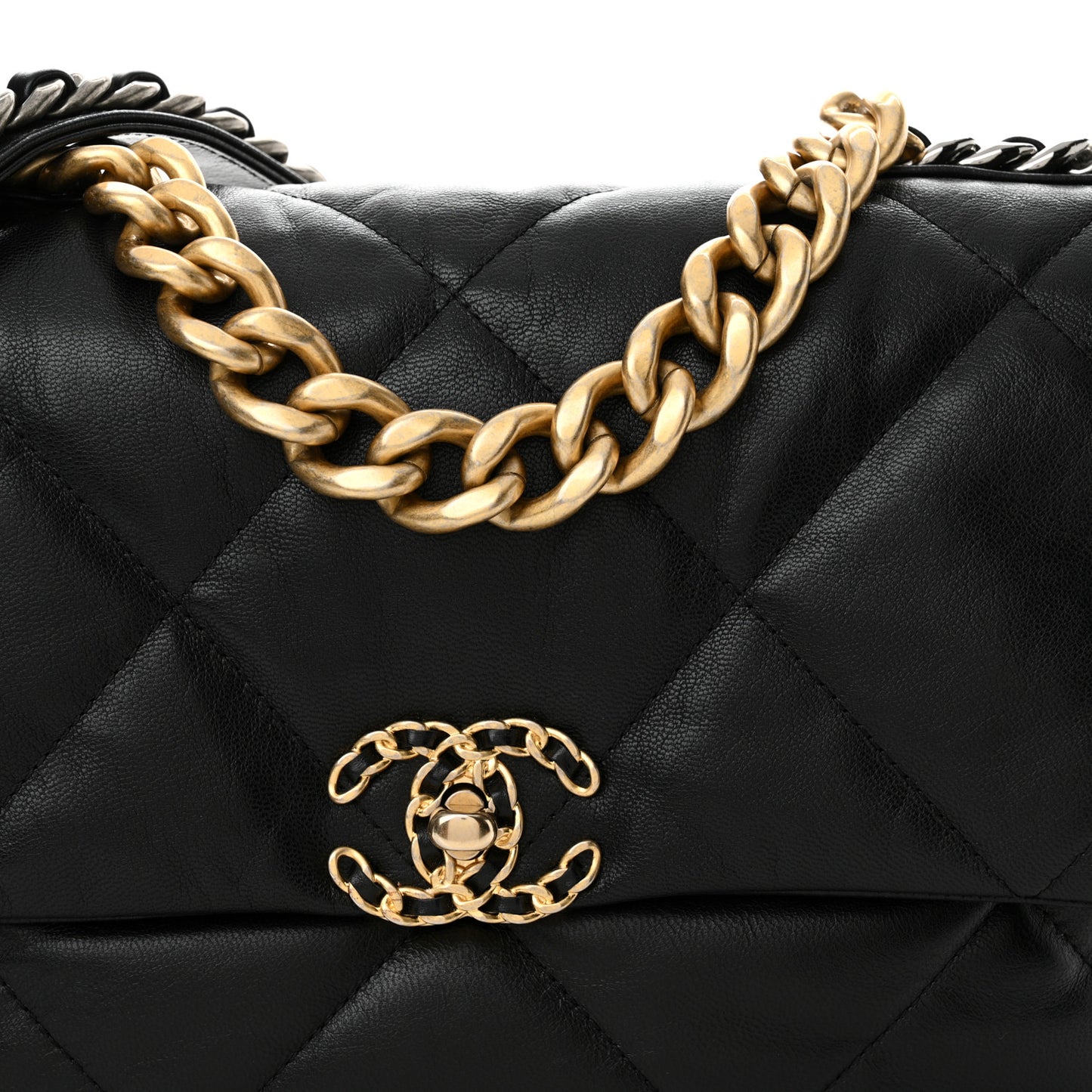 Goatskin Quilted Large Chanel 19 Flap Black