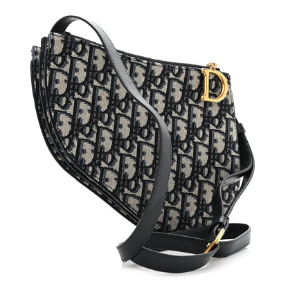 Christian Dior Oblique Saddle Pouch With Strap Navy Blue 3 of 12