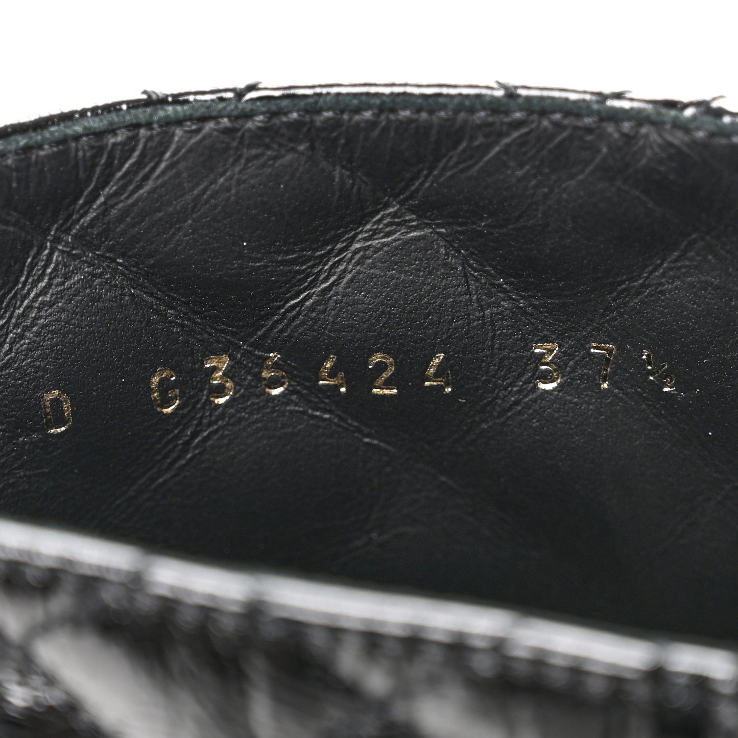 Shiny Lambskin Quilted Lace Up Combat Boots 37.5 Black