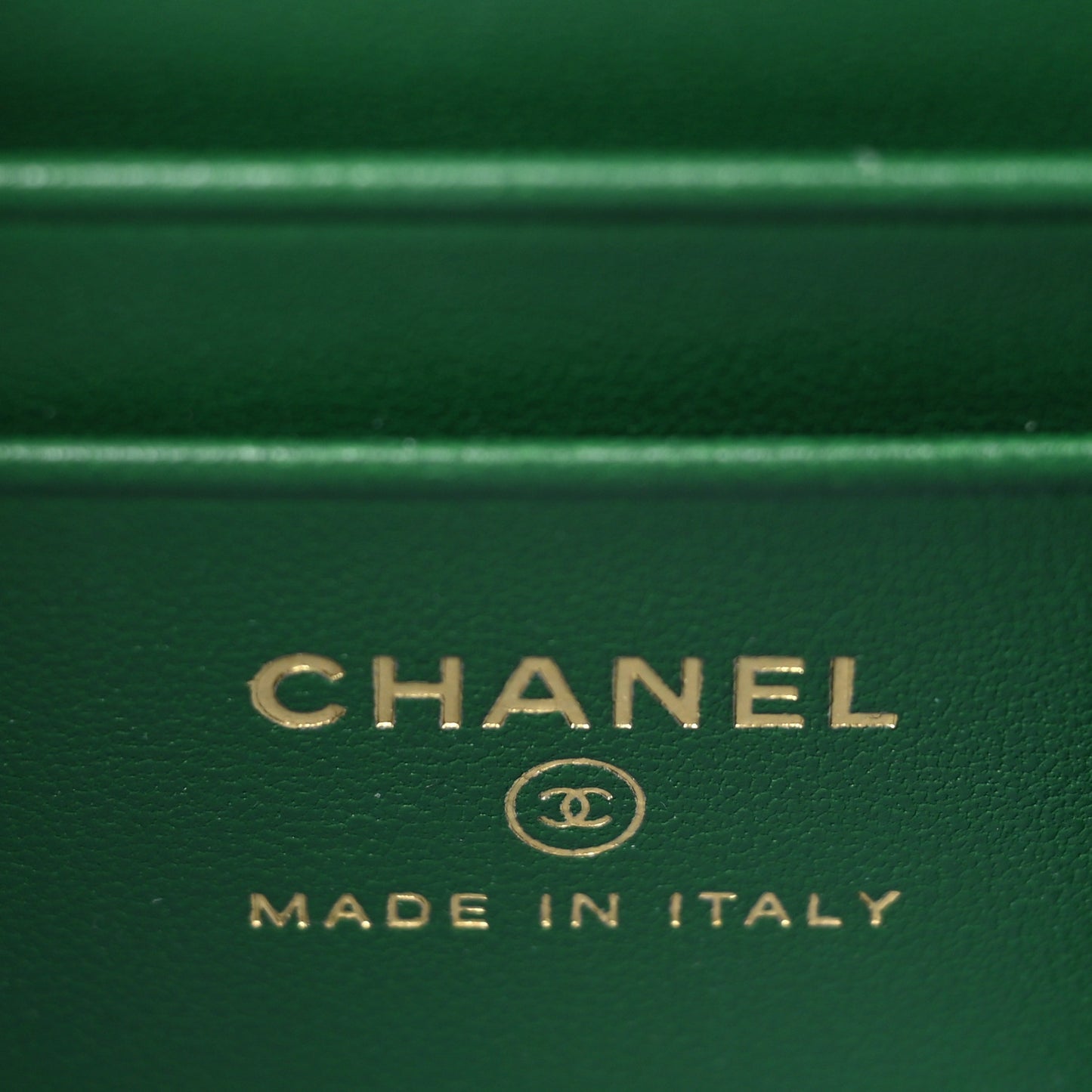Calfskin Crocodile Embossed Crococo Top Handle Slim Vanity Case With Chain Emerald