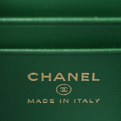Chanel Calfskin Crocodile Embossed Crococo Top Handle Slim Vanity Case With Chain Emerald 6 of 11