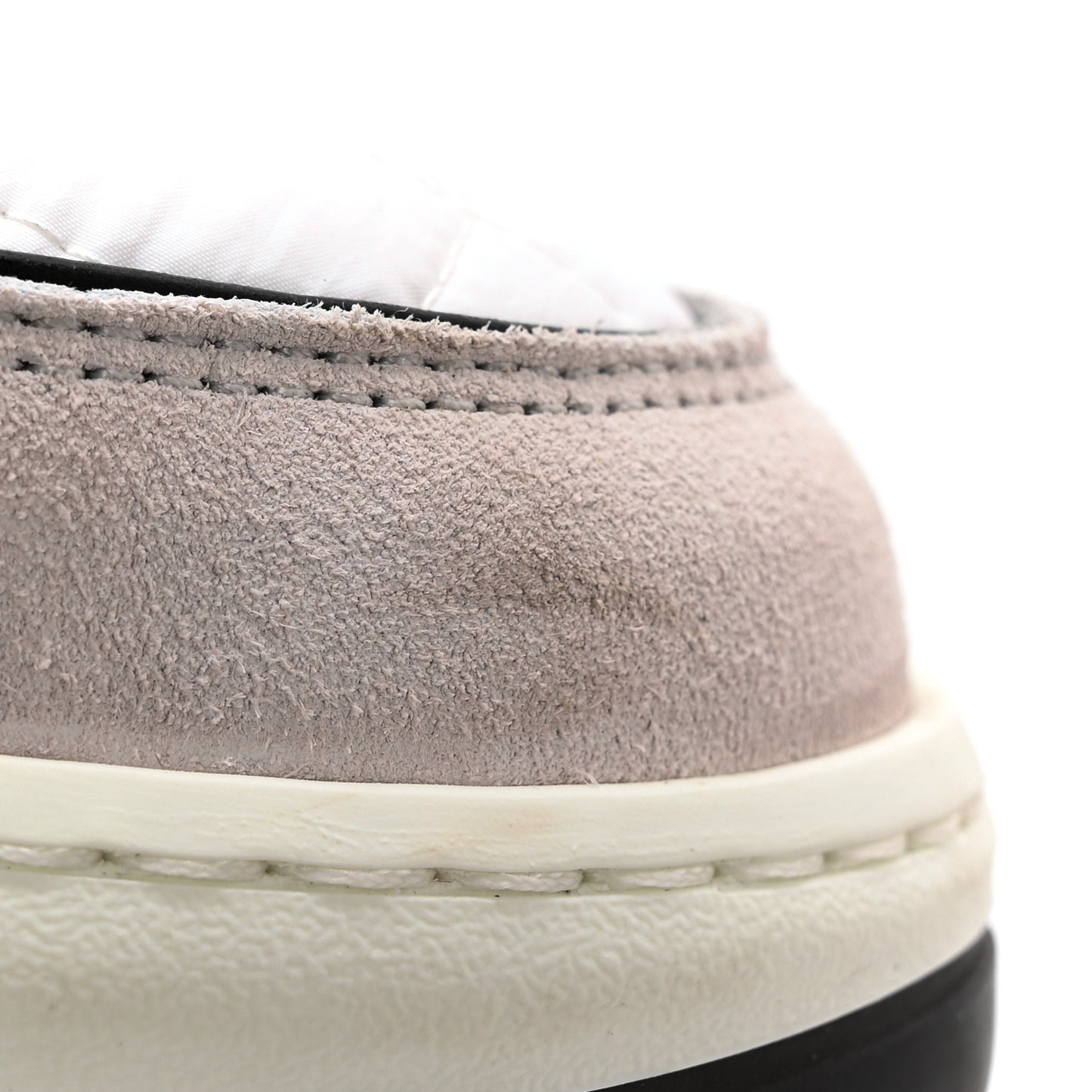 Suede Fabric Calfskin Womens CC Sneakers 39.5 White Light Gray