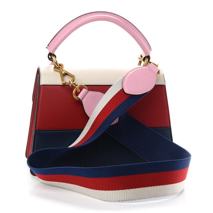 Gucci Calfskin Sylvie Web Small Queen Margaret Top Handle Bag Blue Agata Hibiscus Red Mystic White Sugar Pink 3 of 9