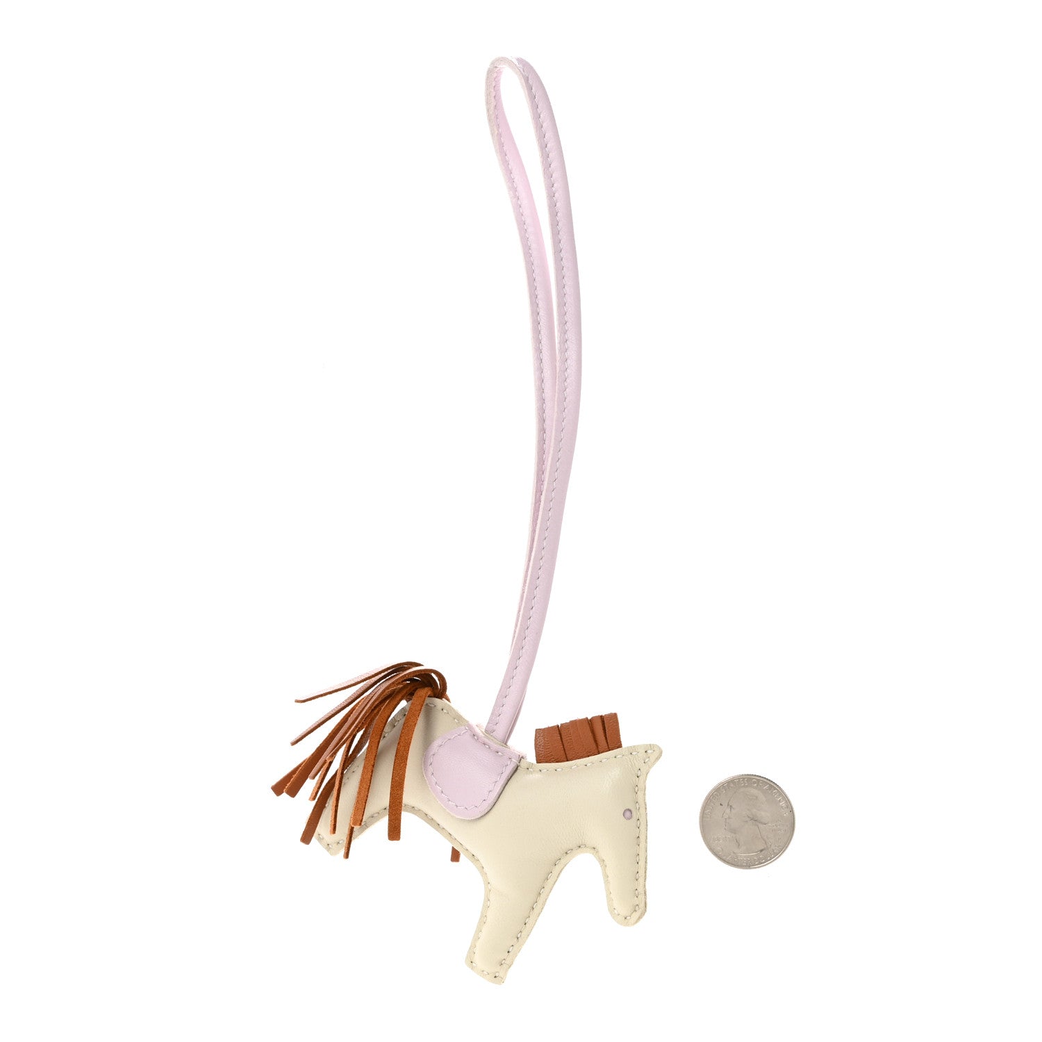 Hermes Milo Lambskin Grigri Rodeo Horse Bag Charm PM Craie Mauve Pale Gold 2 of 5