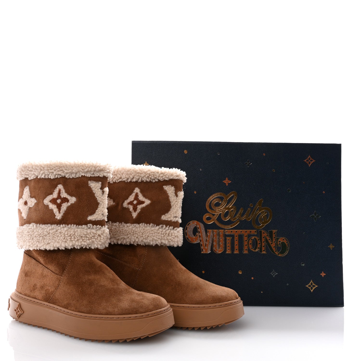Louis Vuitton Suede Calfskin Shearling Snowdrop Flat Ankle Boot 37 Cognac 12 of 12