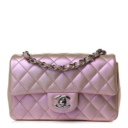 Chanel Iridescent Calfskin Quilted Mini Rectangular Flap Pink 1 of 15