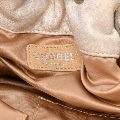 Chanel Metallic Jersey Quilted Melrose Cabas Light Beige 6 of 13