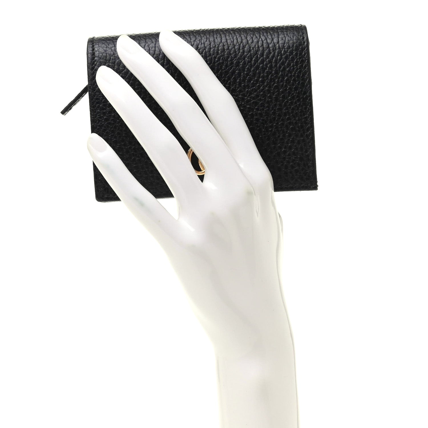 Gucci Pebbled Calfskin GG Marmont Card Case Black 2 of 8