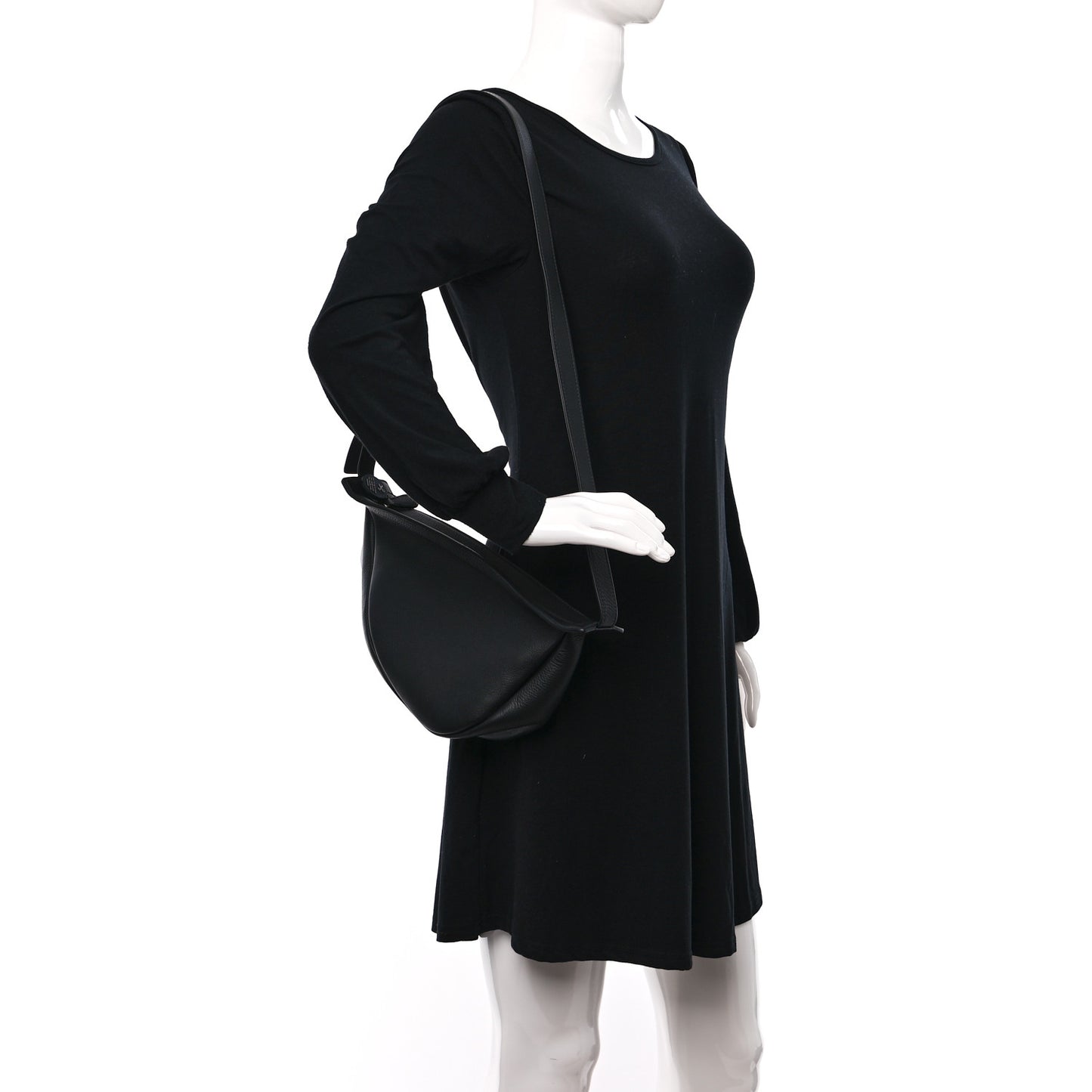 Grained Calfskin Small Slouchy Banana Bag Black