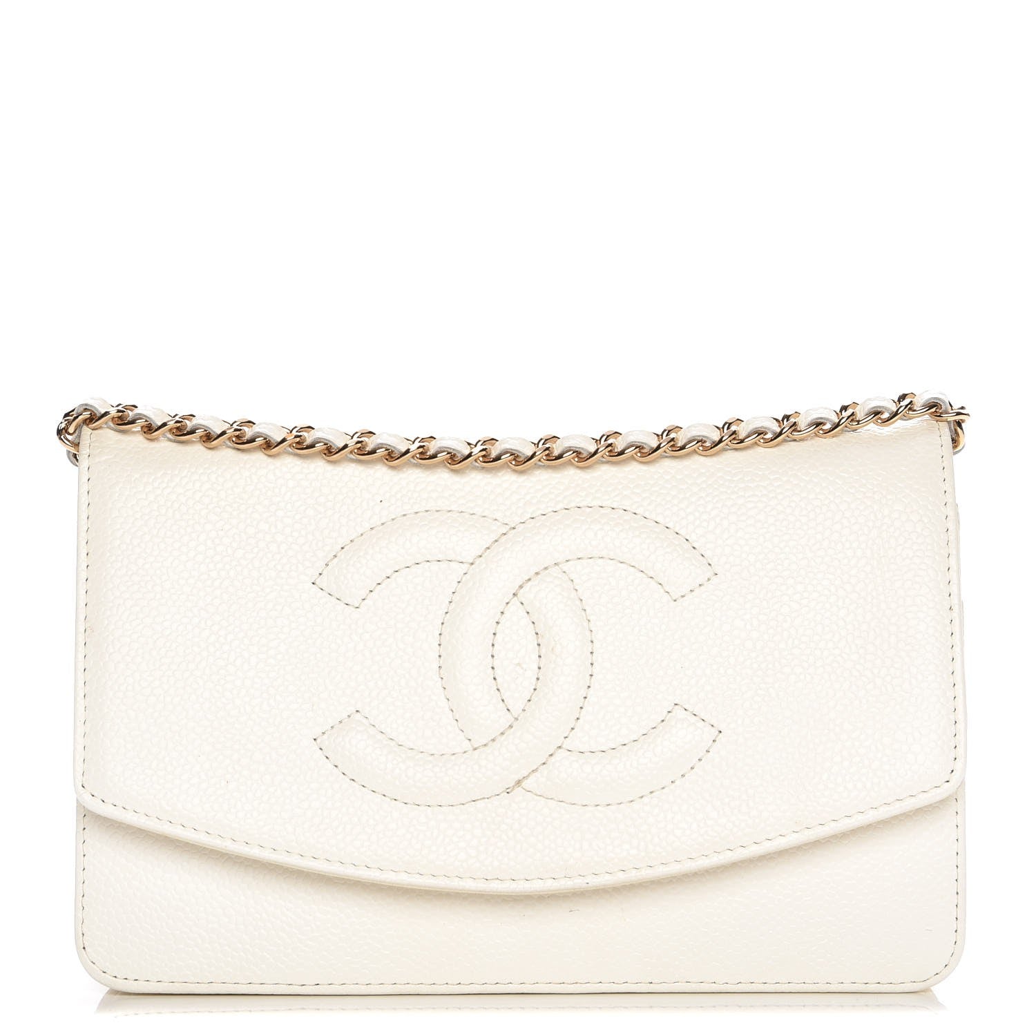 Chanel Caviar Timeless CC Wallet on Chain WOC White 1 of 9