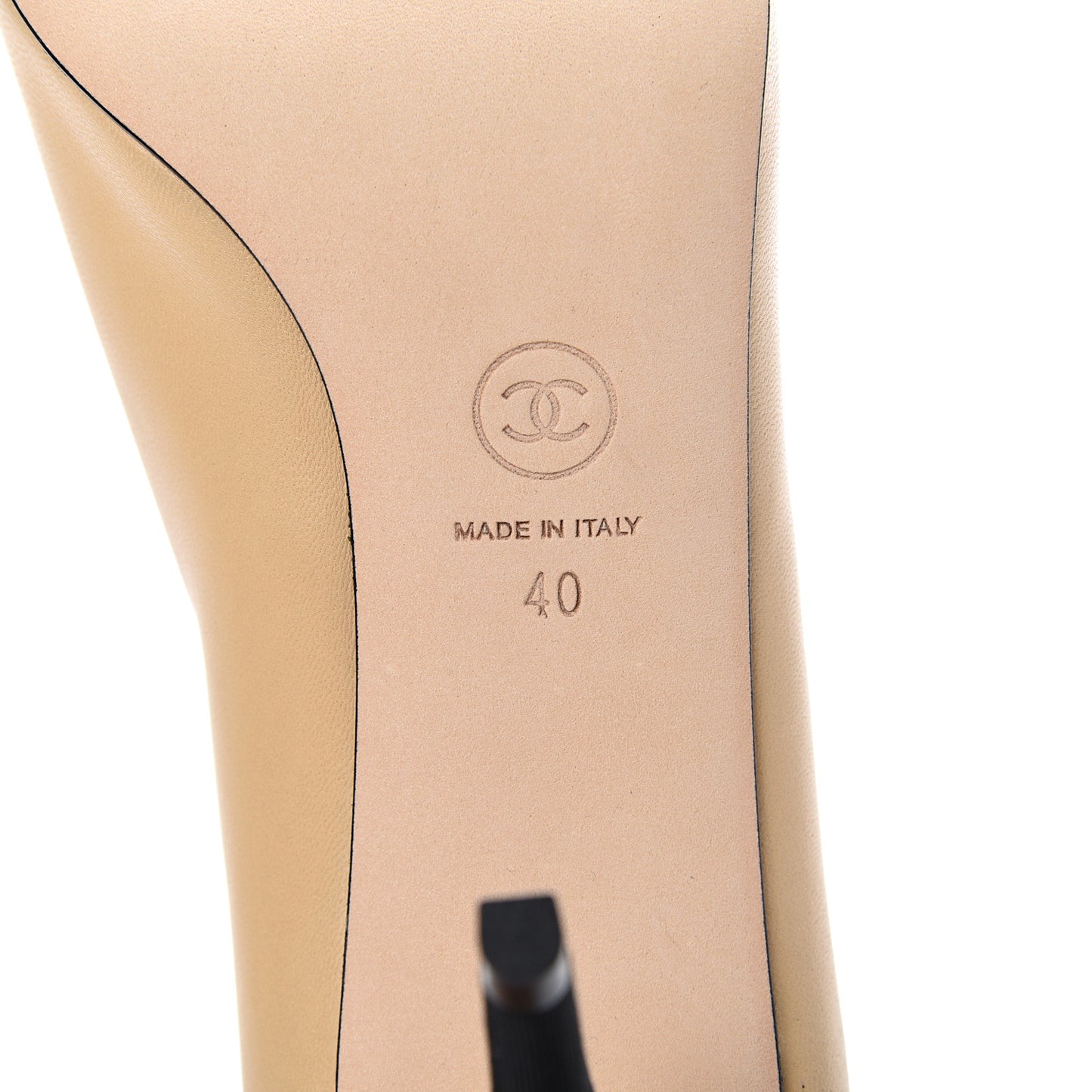 Lambskin Grosgrain Cap Toe CC Pumps 40 Beige Black