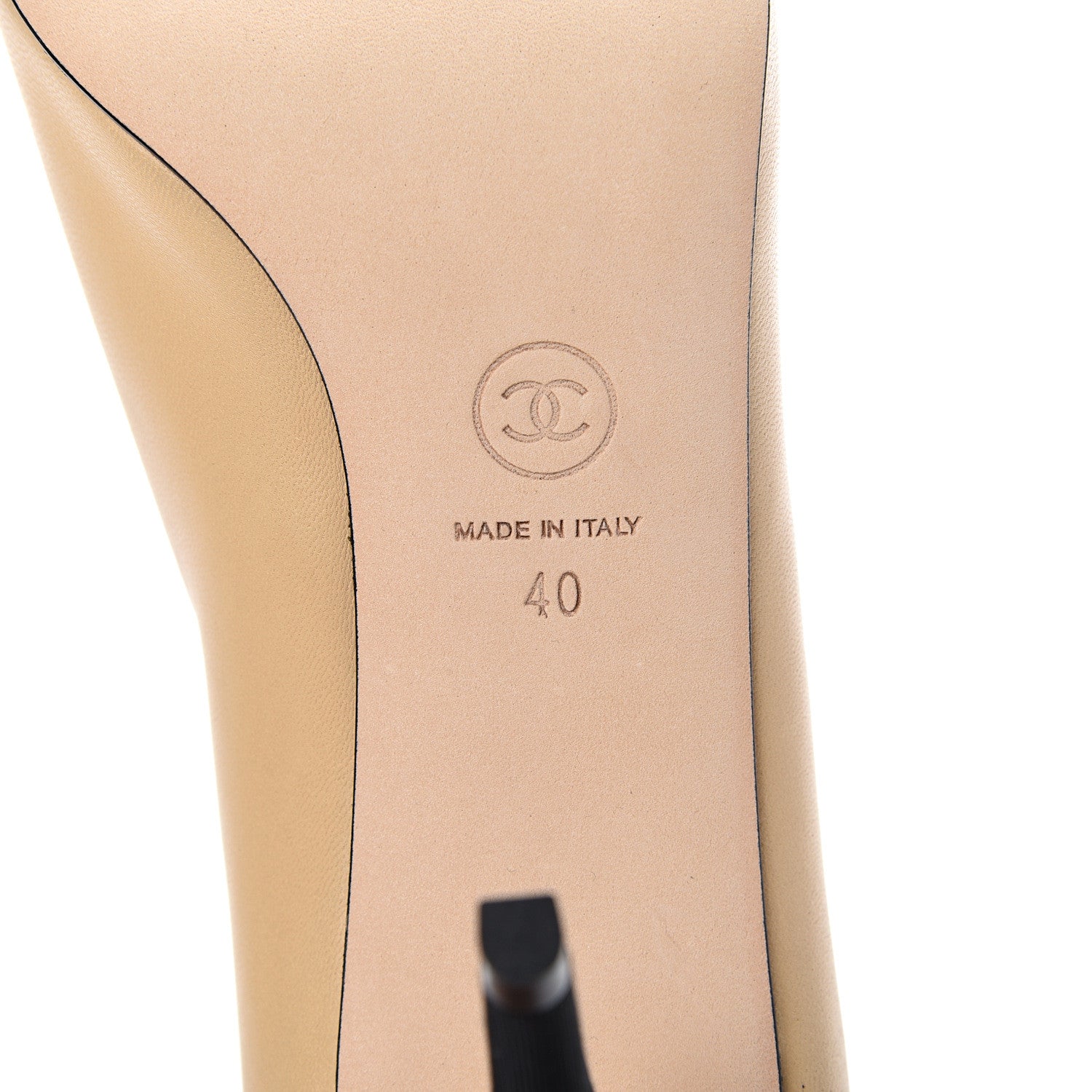 Chanel Lambskin Grosgrain Cap Toe CC Pumps 40 Beige Black 7 of 9