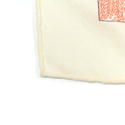 Hermes Cashmere Silk Faubourg Tropical Shawl 140 White Rouge Corail 5 of 5