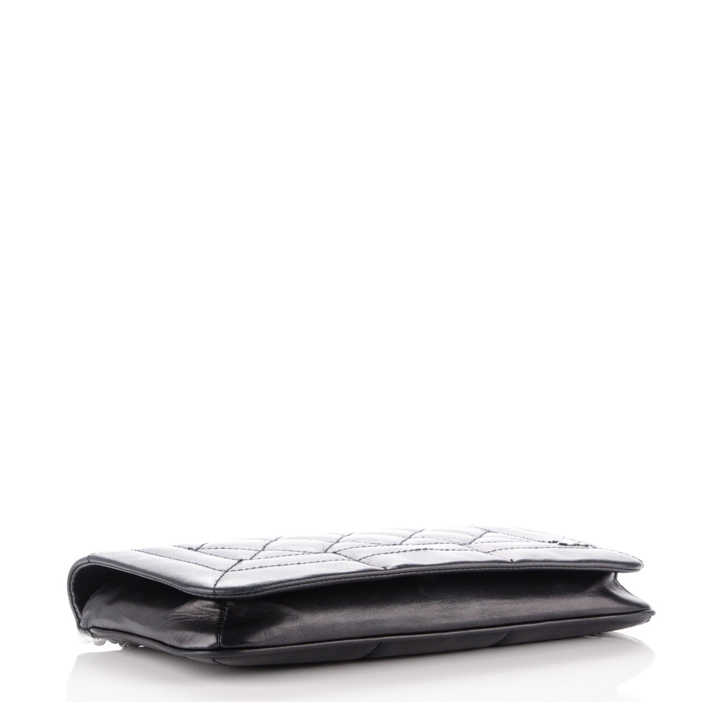Lambskin Quilted Shoulder Flap Black