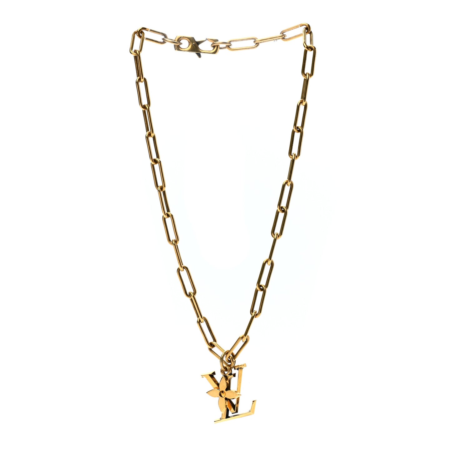Metal LV Flower Necklace Gold
