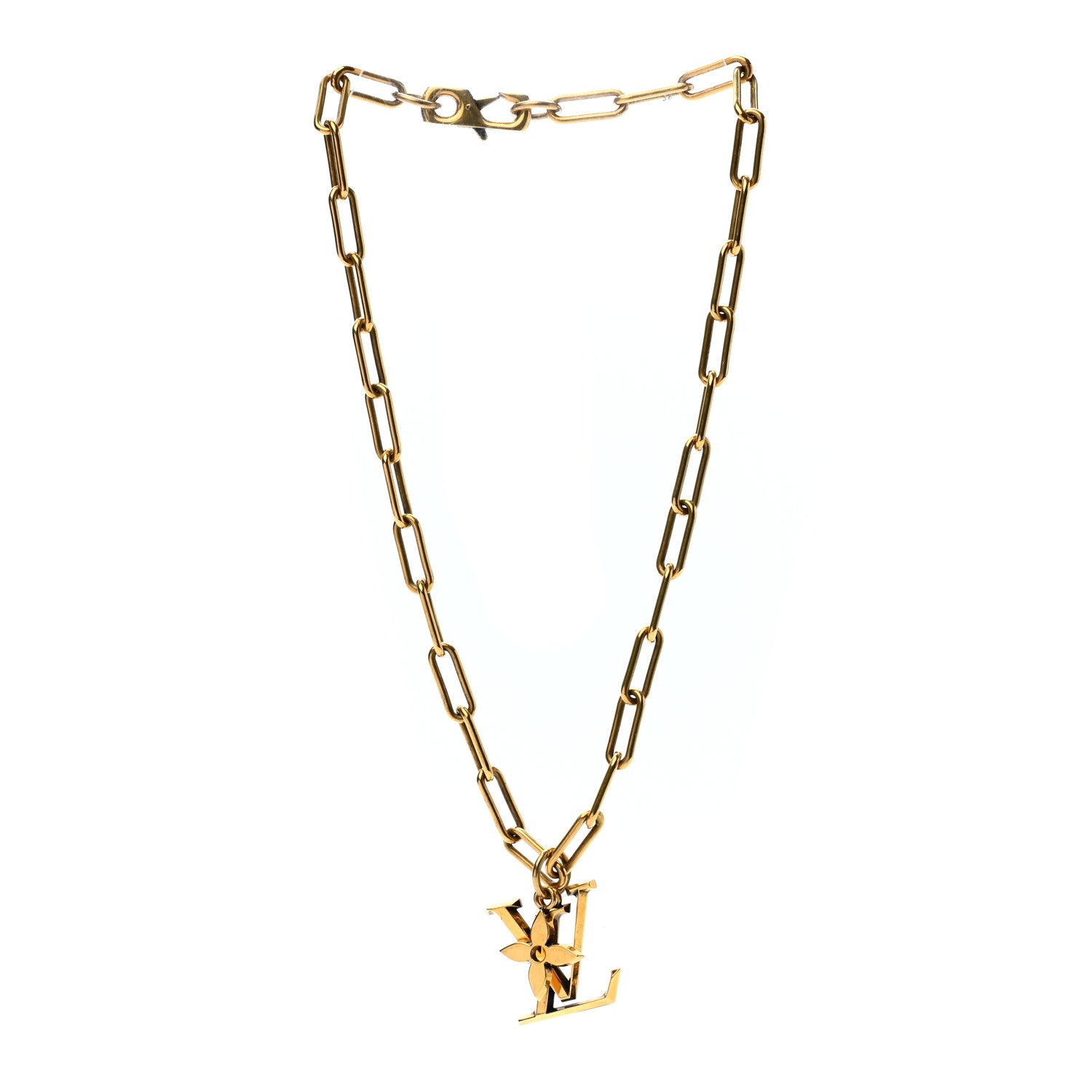 Louis Vuitton Metal LV Flower Necklace Gold 3 of 6