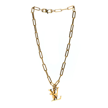 Louis Vuitton Metal LV Flower Necklace Gold 3 of 6