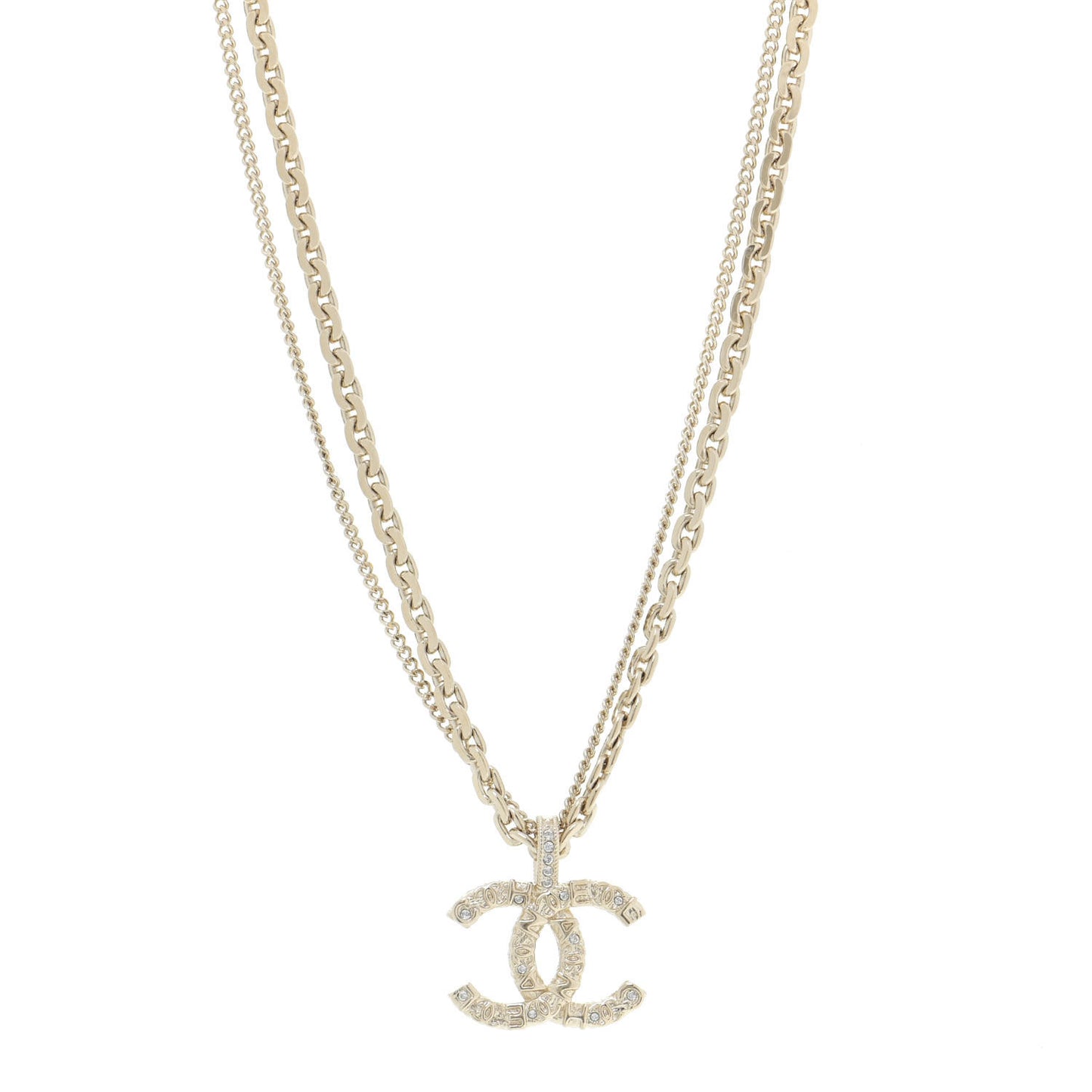 Crystal CC Multi Strand Chain Necklace Gold