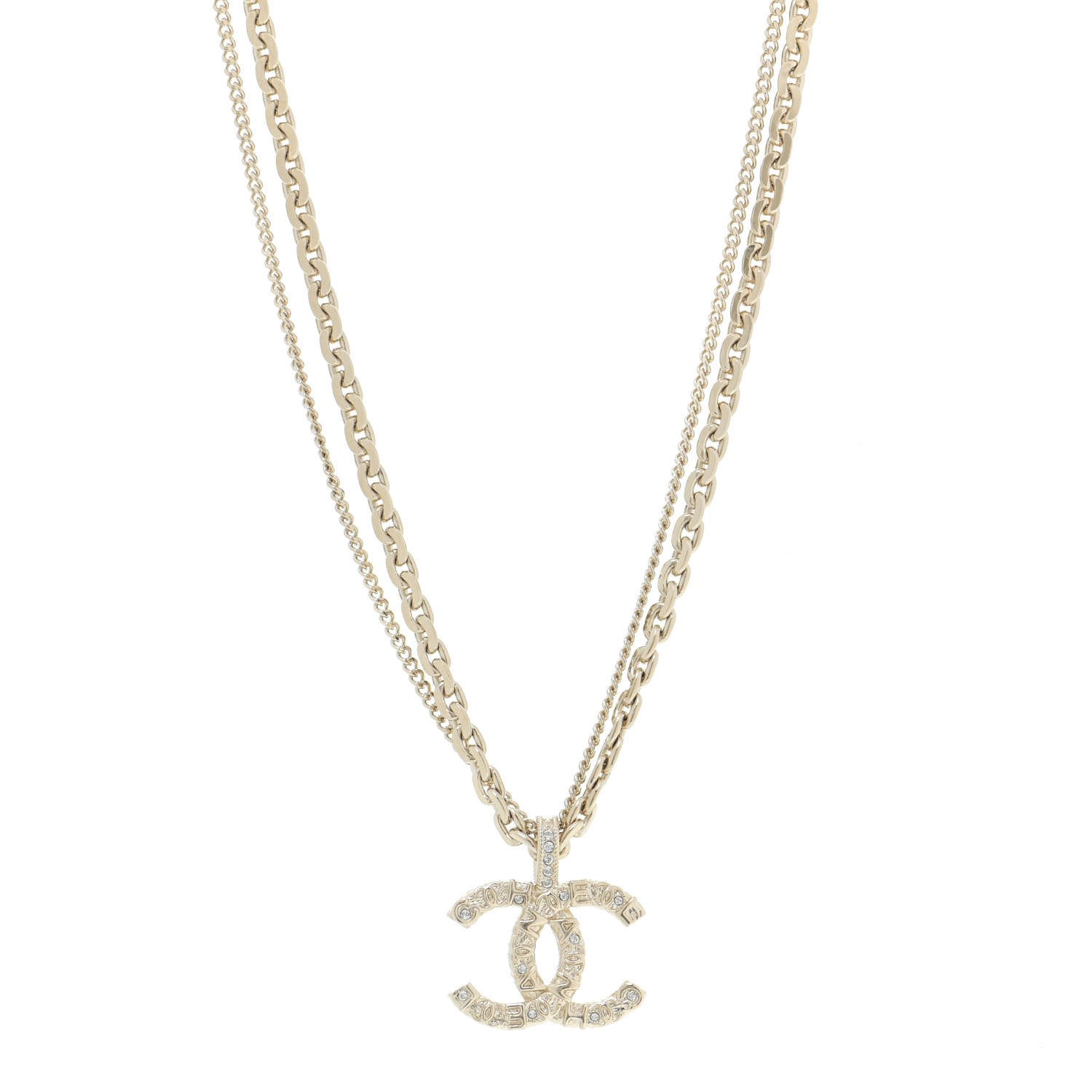 Chanel Crystal CC Multi Strand Chain Necklace Gold 1 of 7