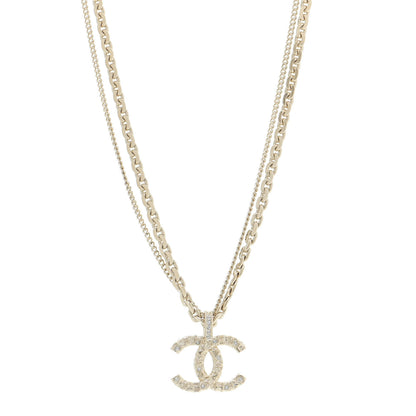 Chanel Crystal CC Multi Strand Chain Necklace Gold 1 of 7