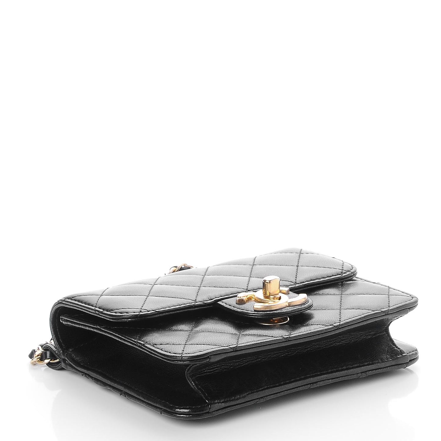 Lambskin Quilted Crossing Times Mini Flap Black