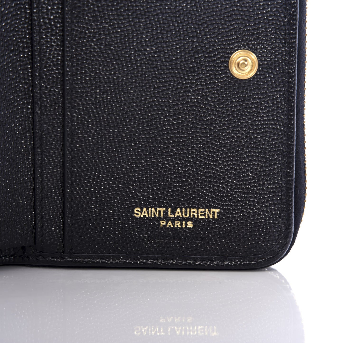 Grain De Poudre Matelasse Chevron Monogram Compact Zip Around Wallet Black