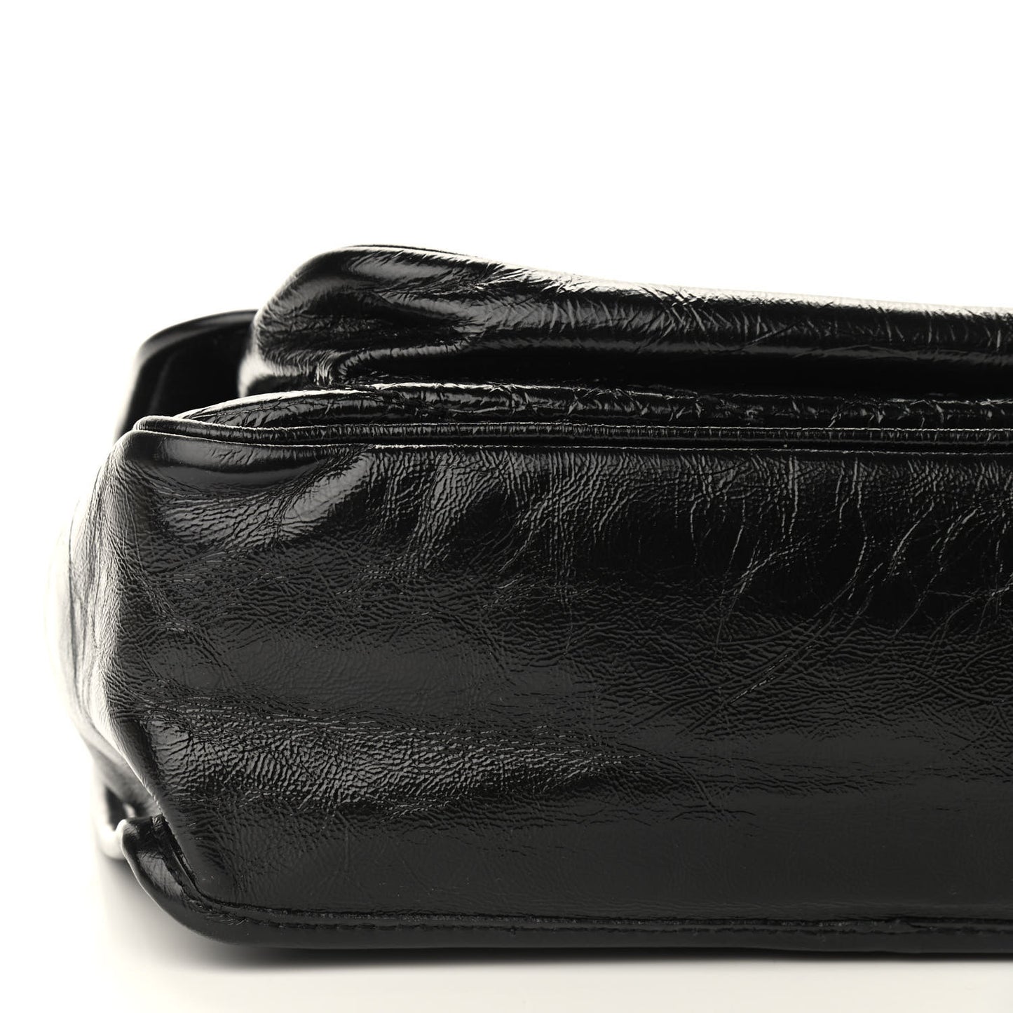 Crinkled Calfskin Matelasse Monogram Medium Niki Chain Satchel Black