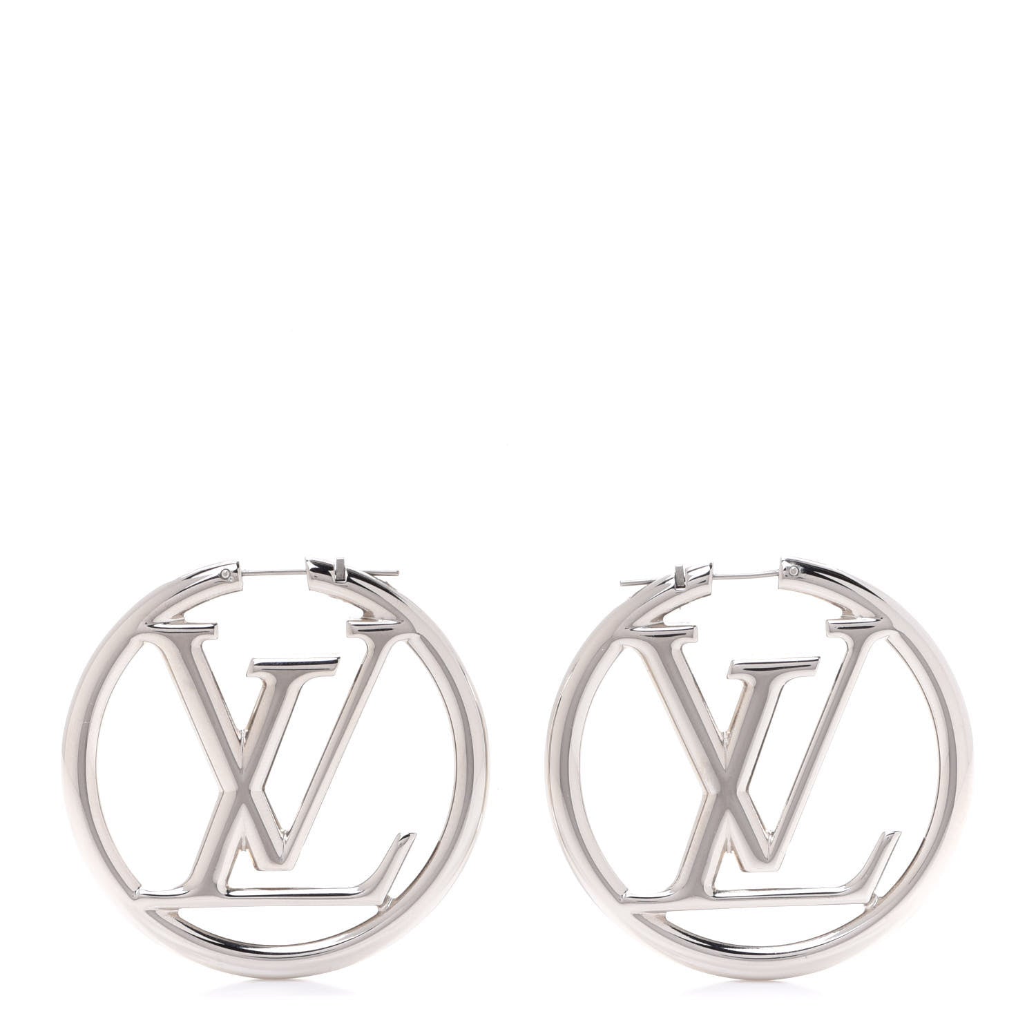 Louis Vuitton Palladium Louise Hoop Earrings Silver 1 of 5