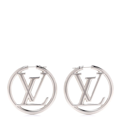 Louis Vuitton Palladium Louise Hoop Earrings Silver 1 of 5