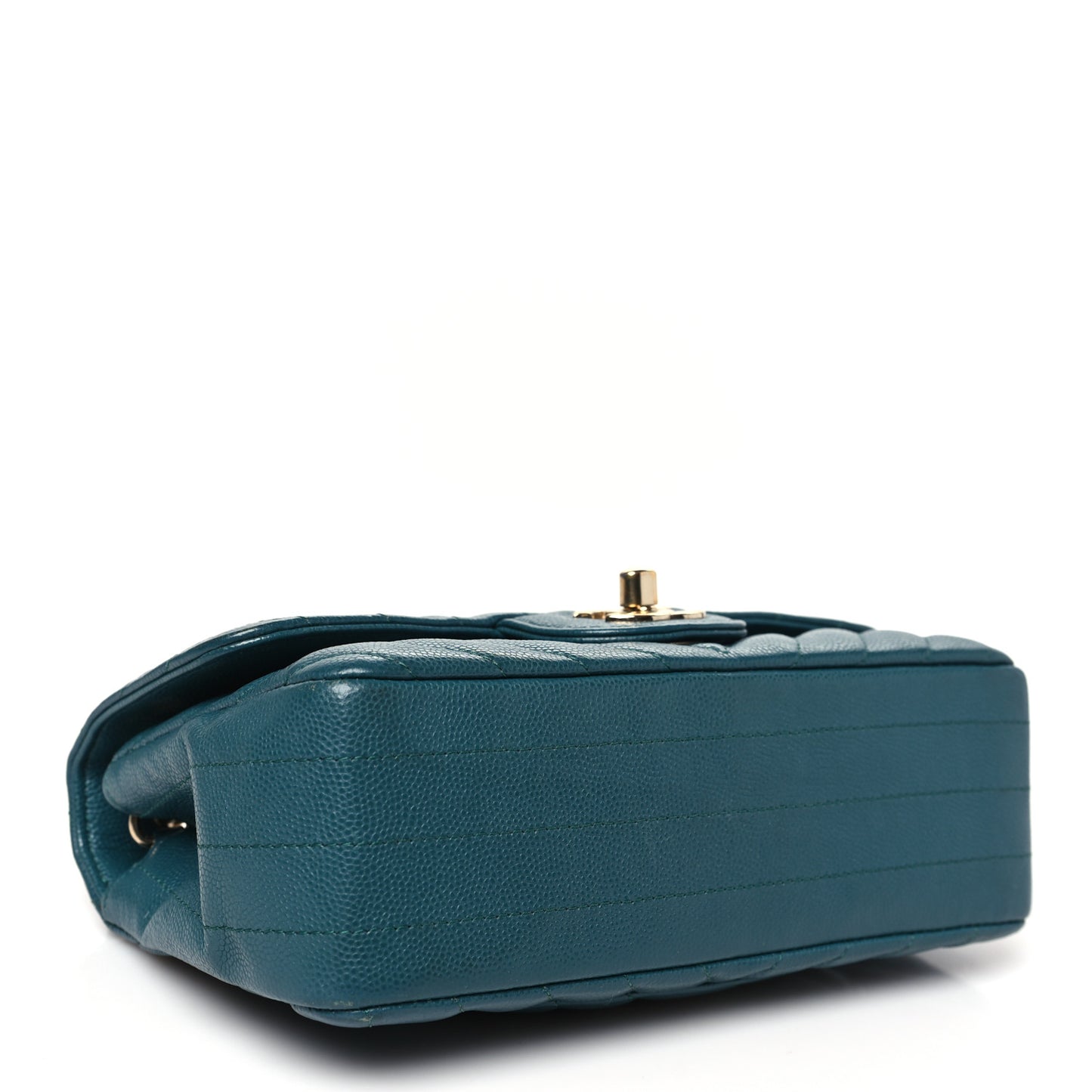 Caviar Chevron Quilted Mini Rectangular Flap Green