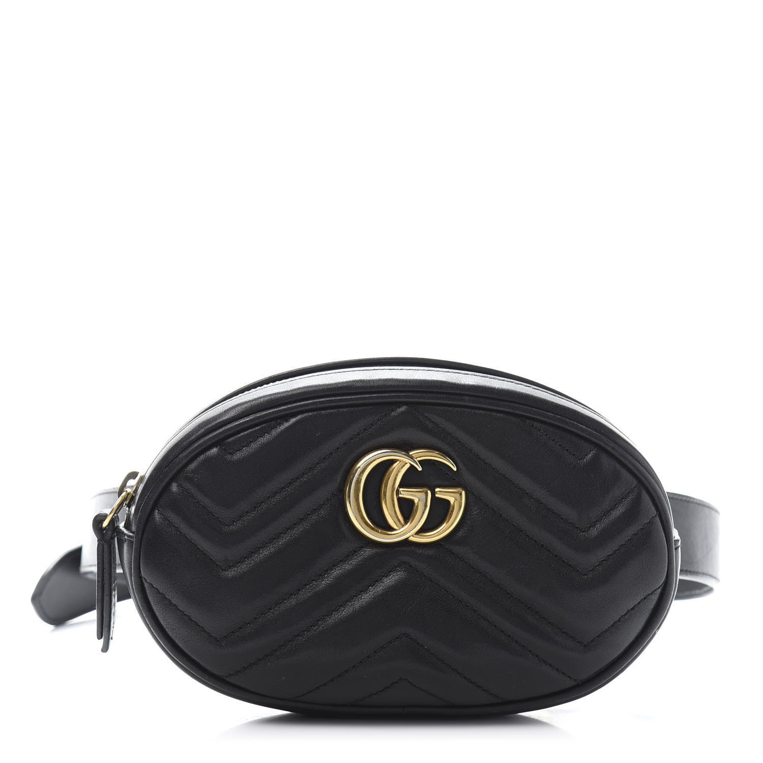 Gucci Calfskin Matelasse GG Marmont Belt Bag 85 34 Black 1 of 12