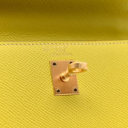 Hermes Epsom Bi-Color Horseshoe Sellier 25 Lime Craie 11 of 12