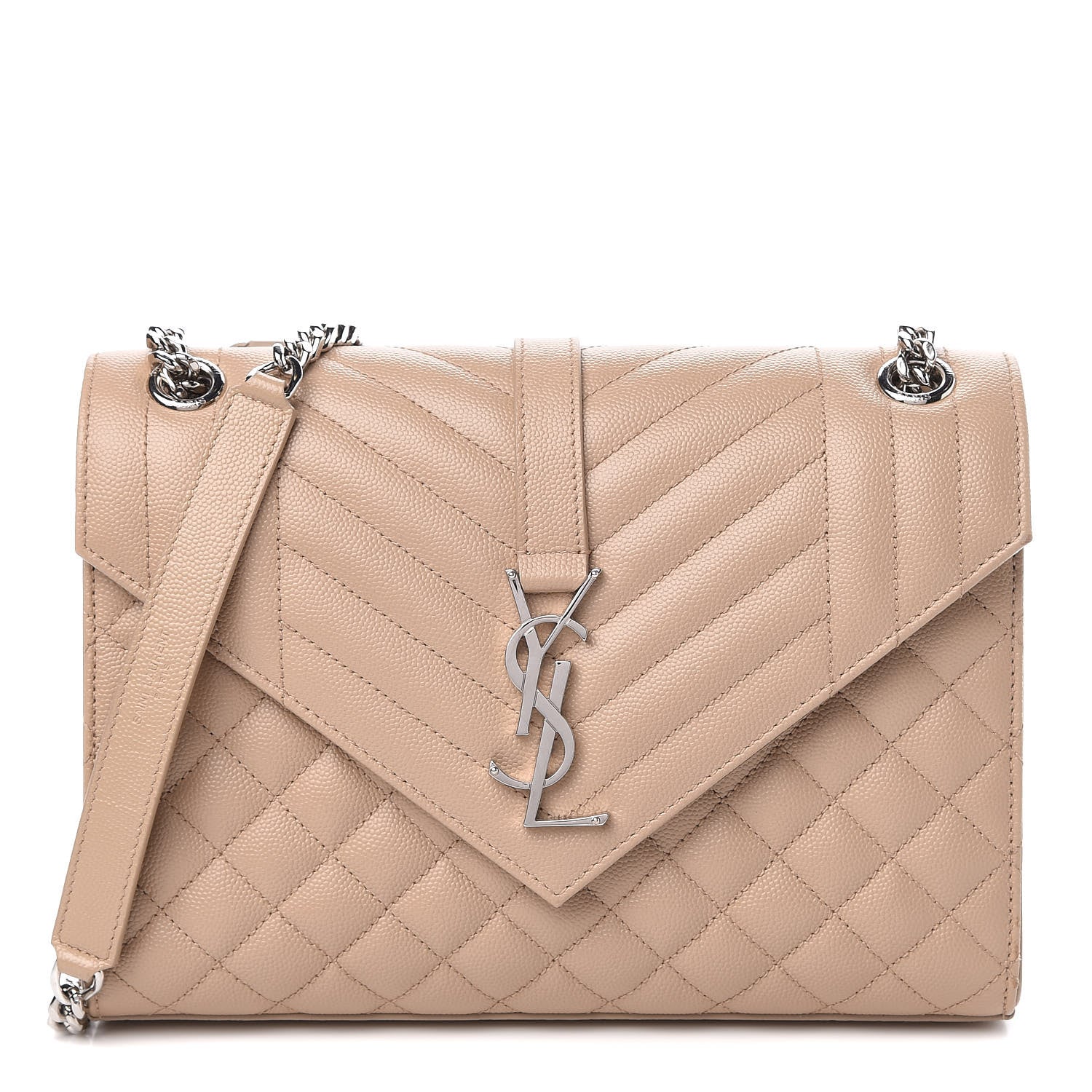 Saint Laurent Grain De Poudre Textured Mixed Matelasse Medium Triquilt Monogram Satchel Dark Beige 1 of 11