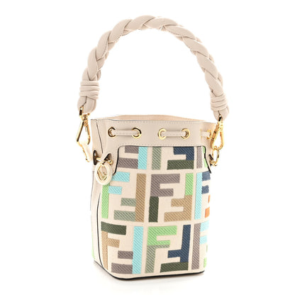 Fendi Canvas Vitello Grace F is Fendi FF Multicolor Embroidered Mini Mon Tresor Bucket Bag Grezzo Multicolor Latte 3 of 9
