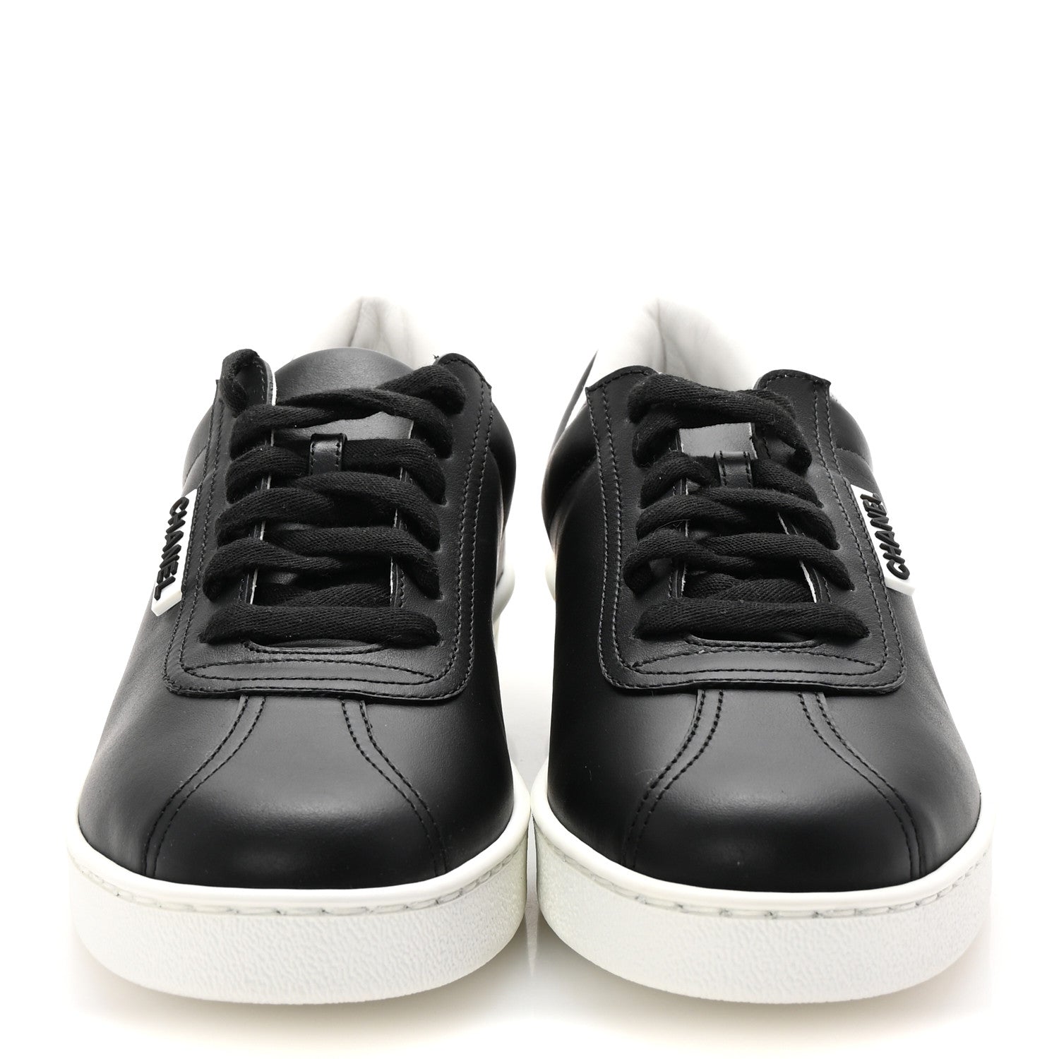 Chanel Calfskin CC Womens Sneakers 37.5 Black 3 of 9