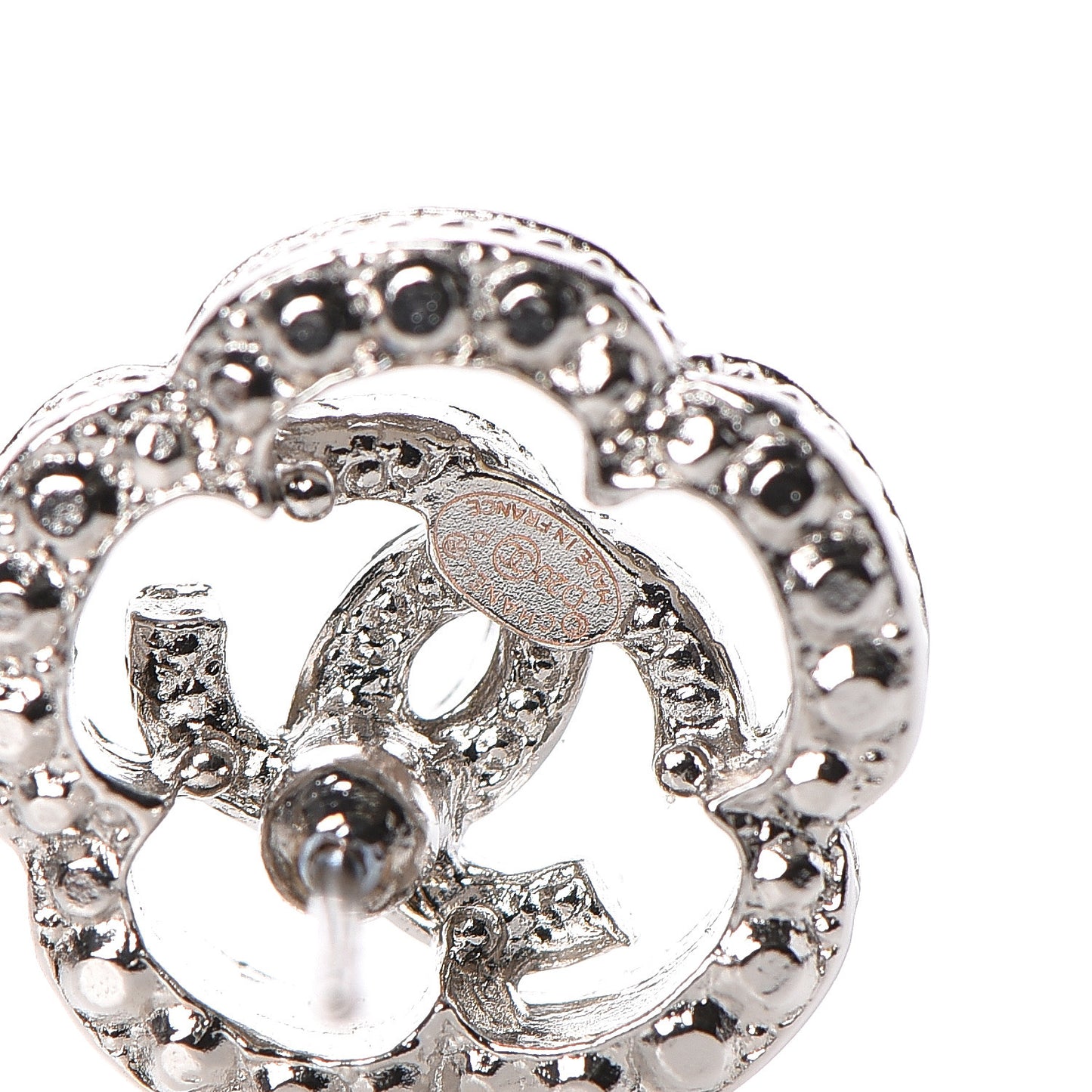 Crystal CC Camellia Earrings Silver