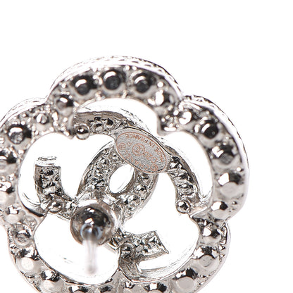 Chanel Crystal CC Camellia Earrings Silver 4 of 5