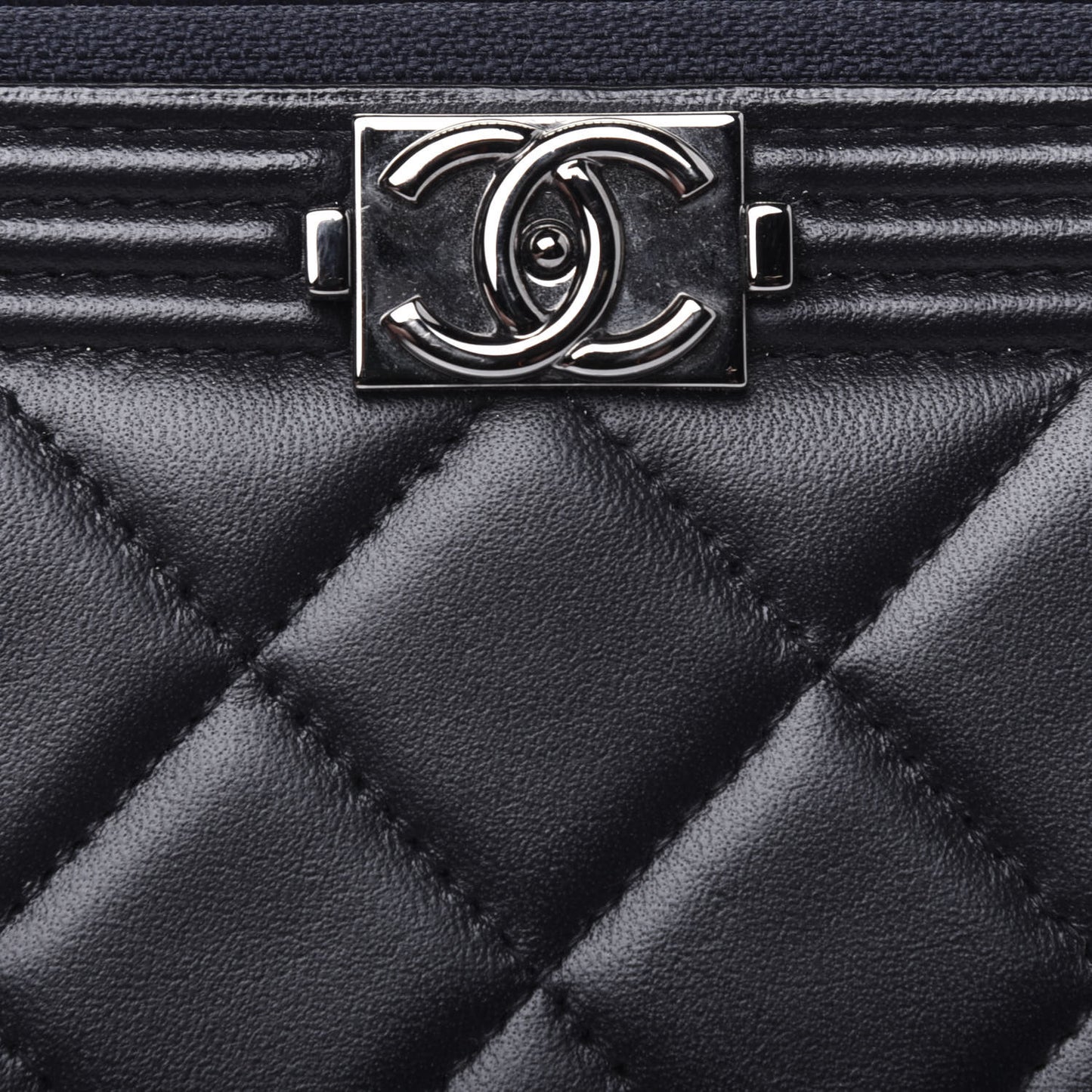 Lambskin Quilted Small Boy Zip Around Wallet Navy