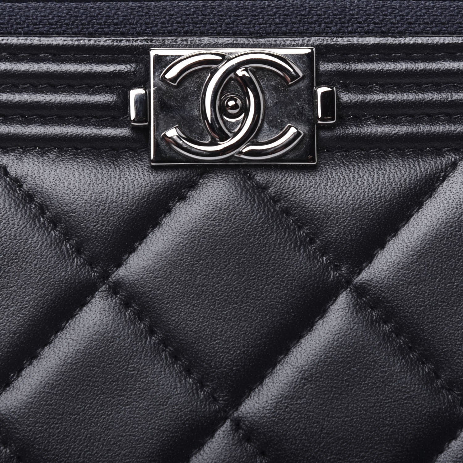 Chanel Lambskin Quilted Small Boy Zip Around Wallet Navy 13 of 13
