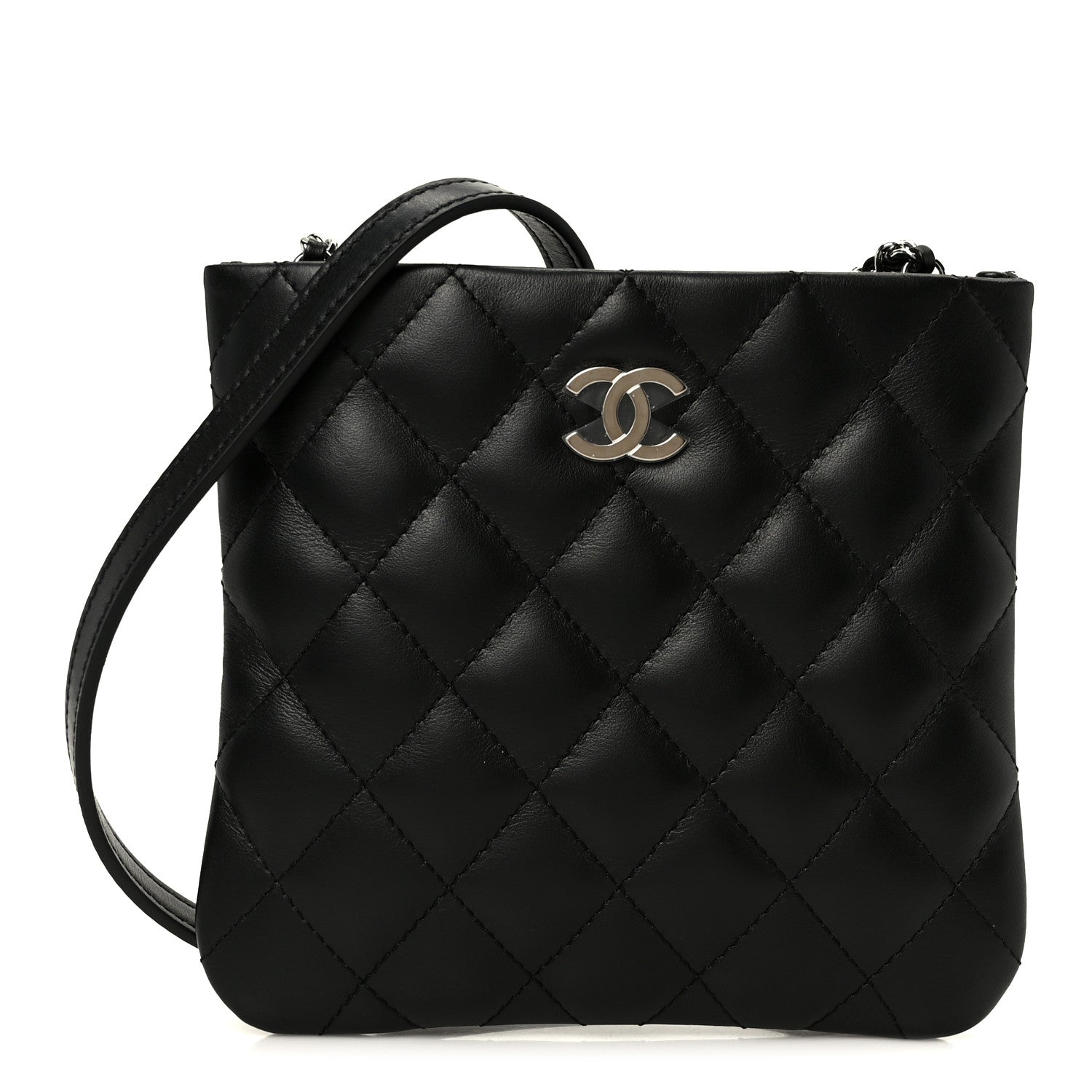 Chanel Lambskin Quilted Uniform Crossbody Bag Black 1866525