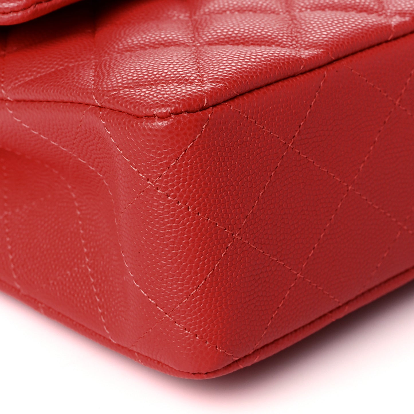 Caviar Quilted Medium Double Flap Red