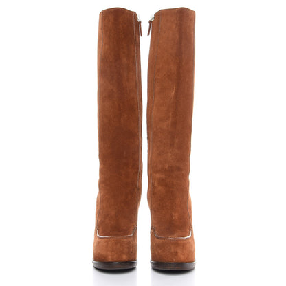 Saint Laurent Suede Platform Boots 38.5 Brown 2 of 12
