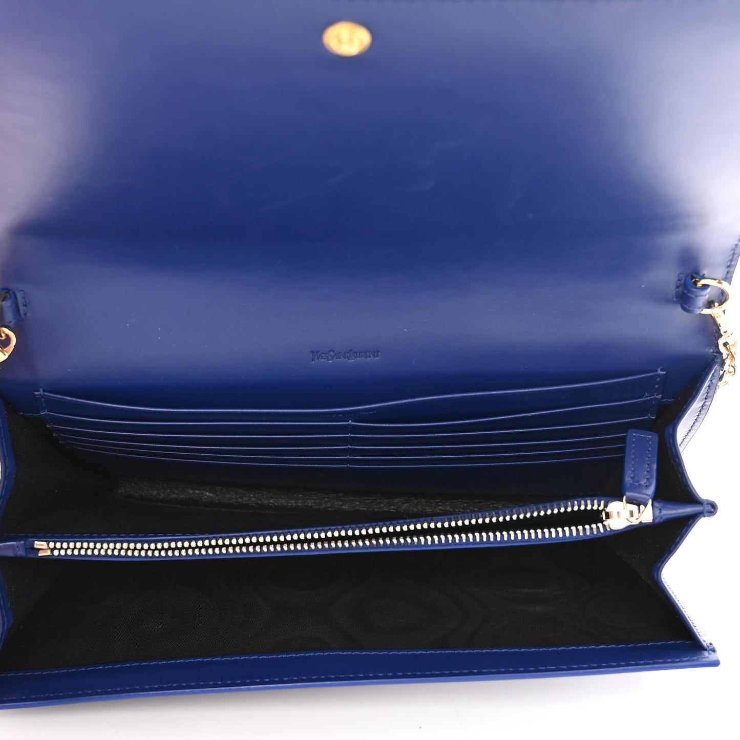 Patent Calfskin Belle de Jour Chain Clutch Blue