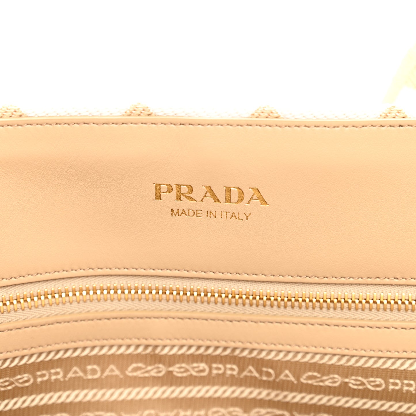 Jacquard Saffiano Triangolo Symbole Embroidered Shopping Tote Corda Talco