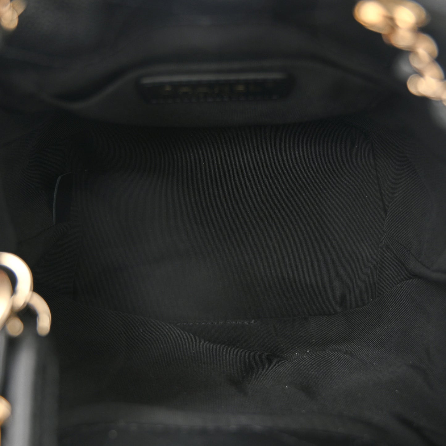 Caviar Quilted Rolled Up Bucket Drawstring Bag Black