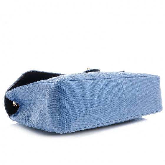 Chanel Quilted Coated Canvas Jumbo Single Flap Blue 4 of 8