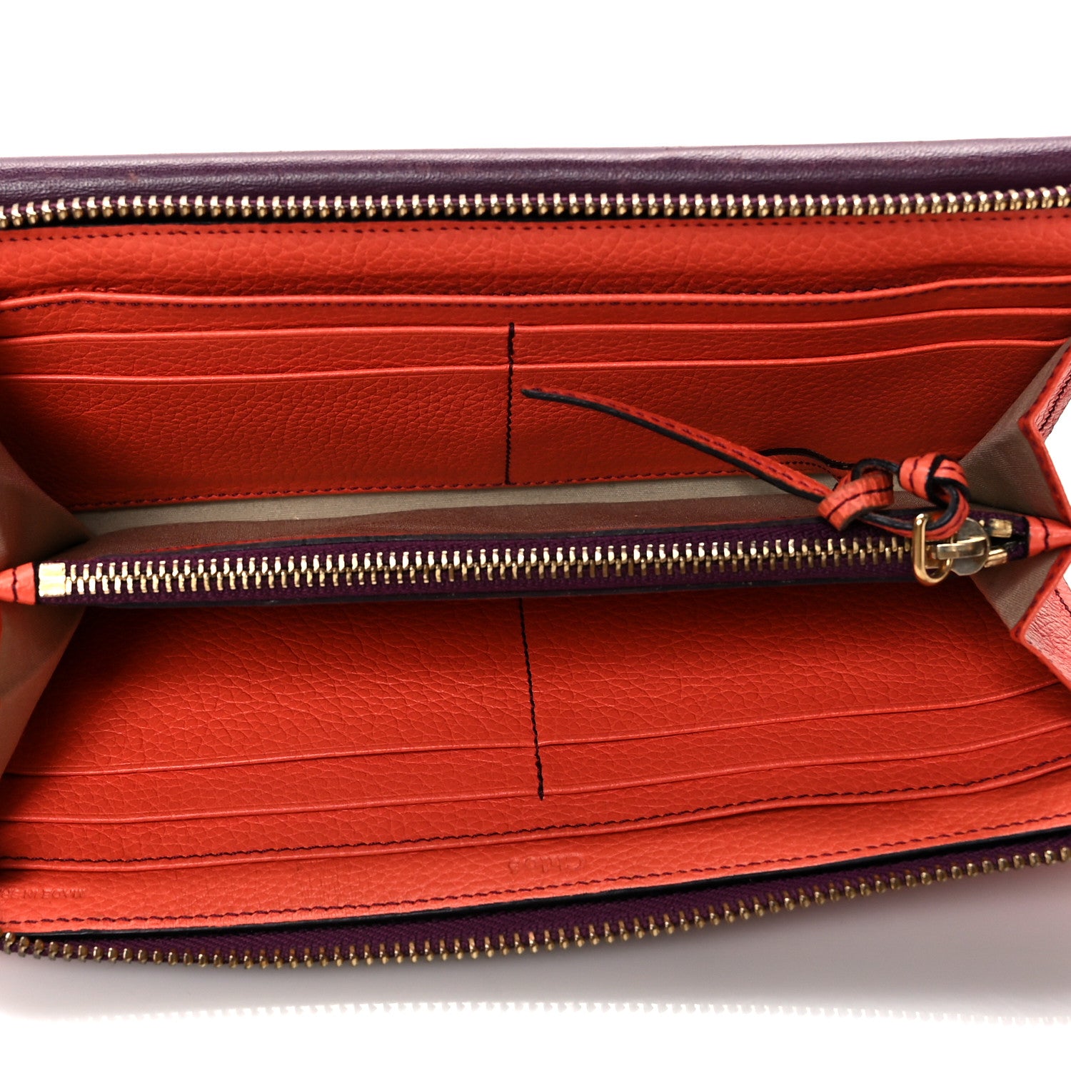 Chloe Calfskin Flap Long Wallet Orange Fizz Burgundy 5 of 12