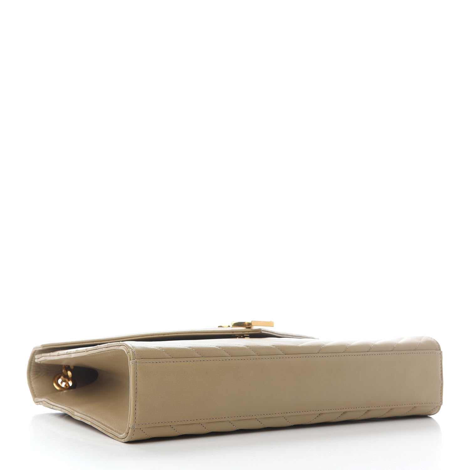 Saint Laurent Lambskin Matelasse Chevron Large Monogram Satchel Beige 4 of 13