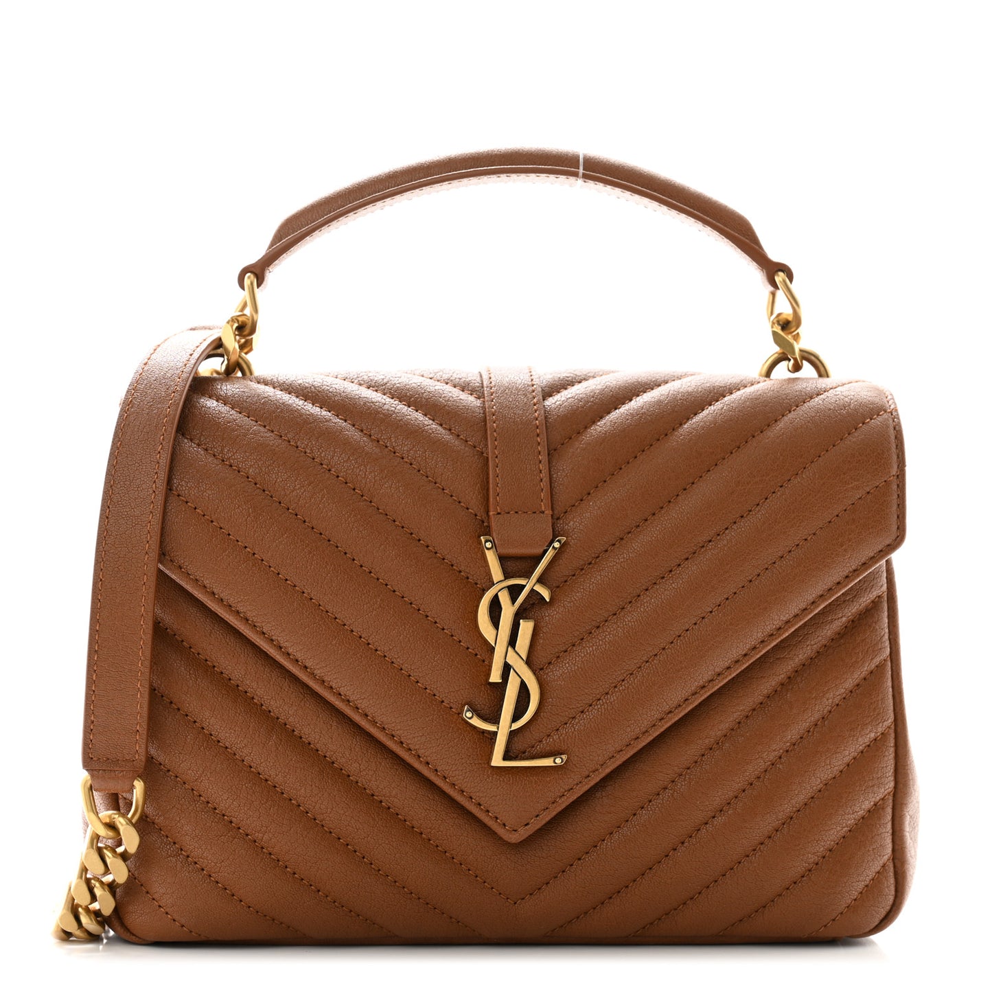 Sheepskin Matelasse Chevron Monogram Medium College Bag Brick